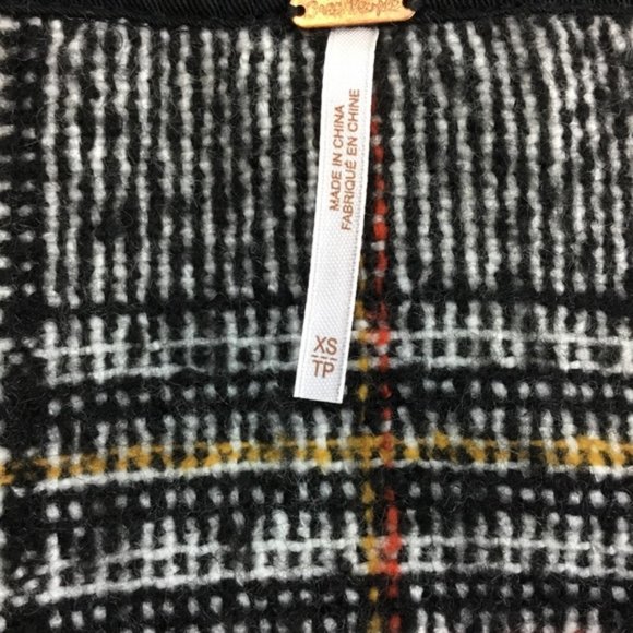 Free People Slouchy Eisenhower Gray Plaid Cropped Jacket Size XS - Picture 13 of 14